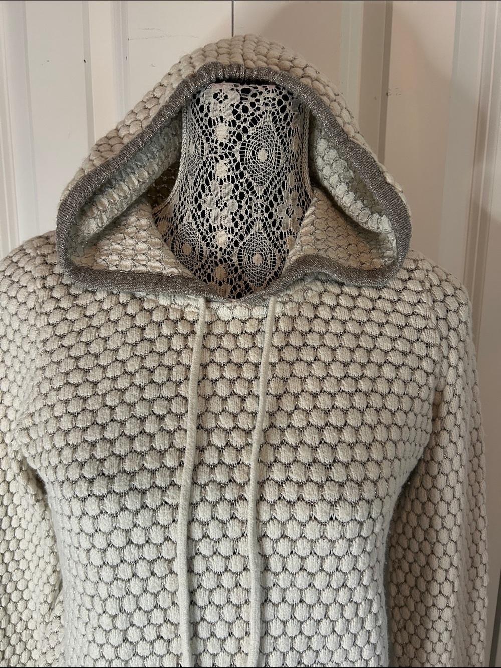 Anthropologie "Sleeping on Snow" Honeycomb Knit Hooded Pullover Sweater